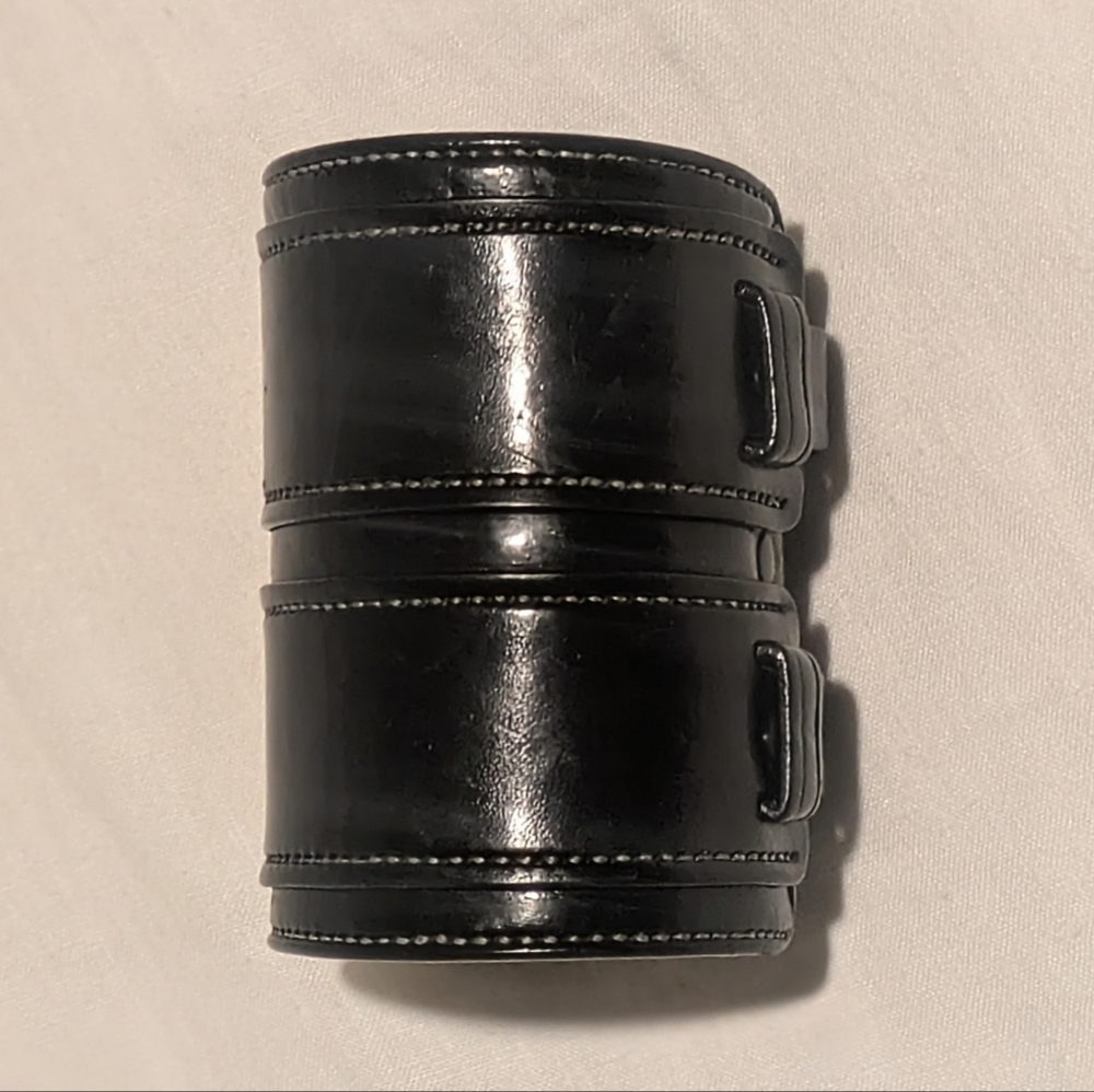 Black Leather Men's Cuff - Picture 8 of 10